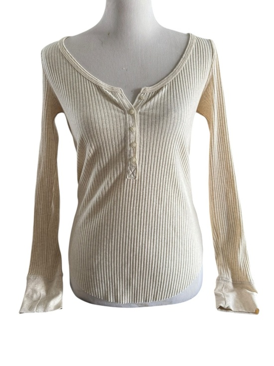 aerie Tops - aerie Ribbed Henley Long Sleeve Top — Cream Size M